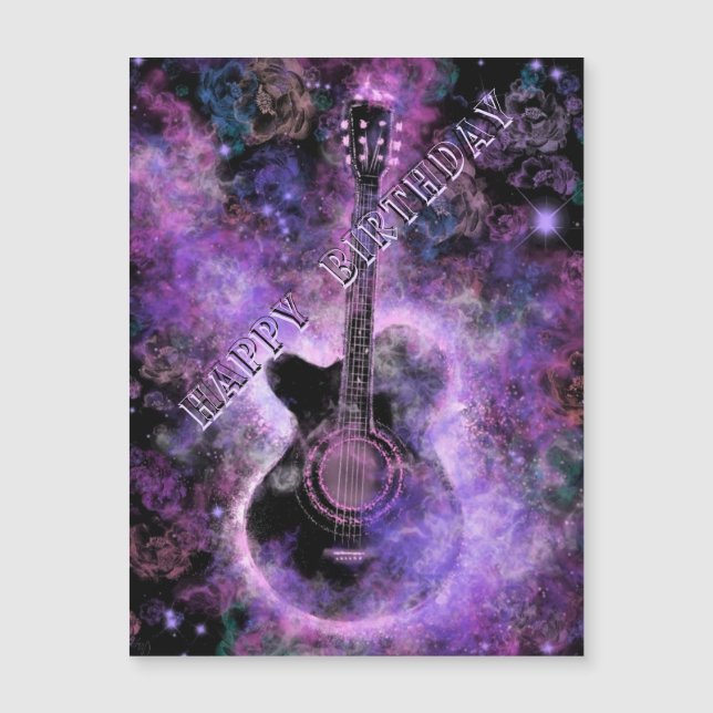 Rockmusik Gitarr Magnetiskt Födelsedags Kort (Framsida)