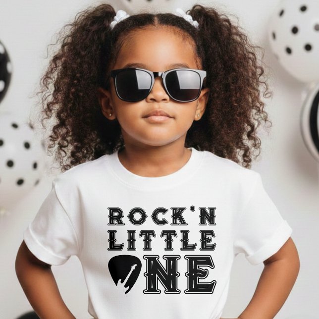 Rock'n Little One Gitarrplektrum 1-års Födelsedags T Shirt (Rock'n Little One Guitar Pick 1st Birthday Party Baby T-Shirt
)