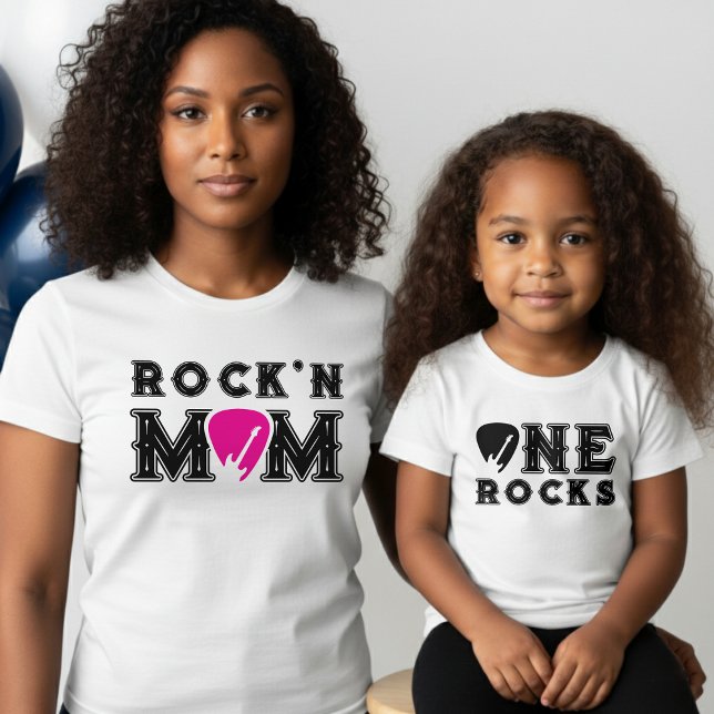 Rock'n Mom Guitar Pick Matching Parent T Shirt (Skapare uppladdad)