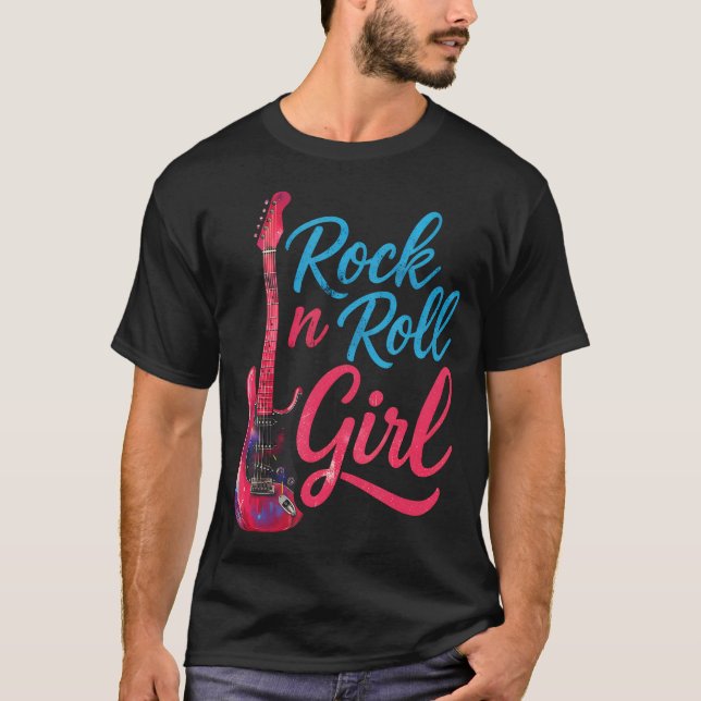 Rock'N Roll Tjejband Gitarrmusik Älskare Tjejer T Shirt (Framsida)