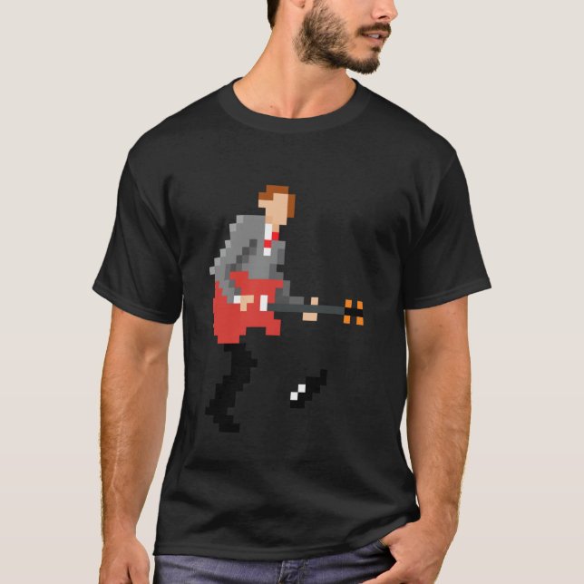 Rock'n'roll Gitarrist PixelArt Spelar Gitarr Rock T Shirt (Framsida)