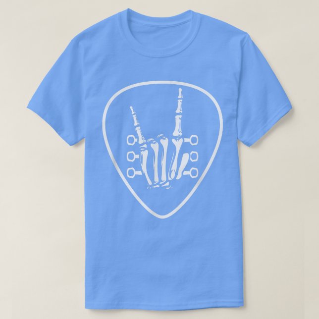 Rocknroll Skeleton Hand Retro Guitar Plectrum Sten T Shirt (Design framsida)