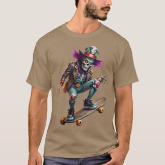 Rocknroll skeleton skater illustration funny t shirt