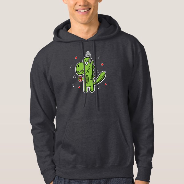 Rockosaur DinosaurHoodie - mörk Hoodie (Framsida)