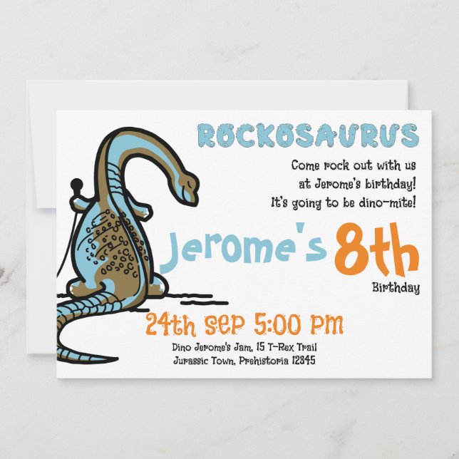 Rockosaurus Dino-Mite Födelsedagsfest! Inbjudningar (Framsida)