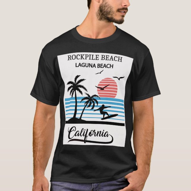Rockpile Beach Laguna Beach California T Shirt (Framsida)
