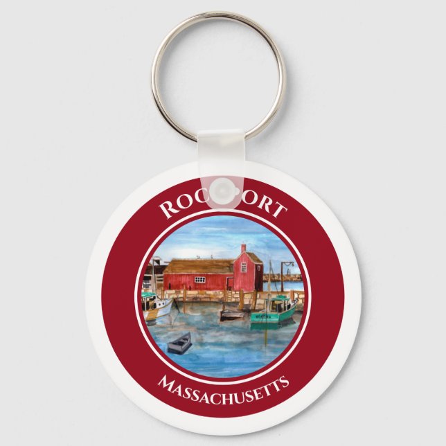 Rockport Harbour Massachusetts New England Paintin Nyckelring (Framsida)