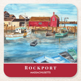 Rockport Harbour Massachusetts New England USA Underlägg Papper Kvadrat