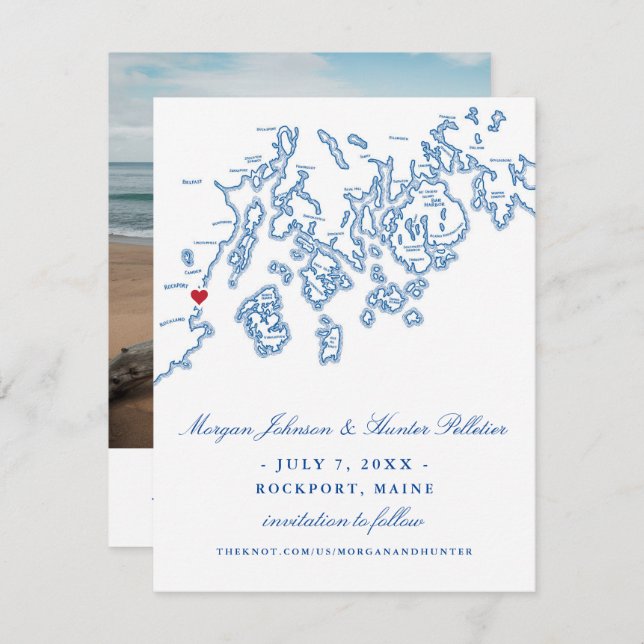Rockport Maine Photo Save Date - Penobscot Bay Spara Datumet (Fram/baksida)