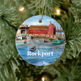 Rockport Massachusgatgatgatus New England-målning Julgransprydnad Keramik