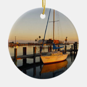 Rockport, Texas hamn vid solnedgång Julgransprydnad Keramik