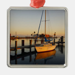 Rockport, Texas hamn vid solnedgång Julgransprydnad Metall