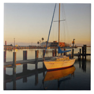 Rockport, Texas hamn vid solnedgång Kakelplatta