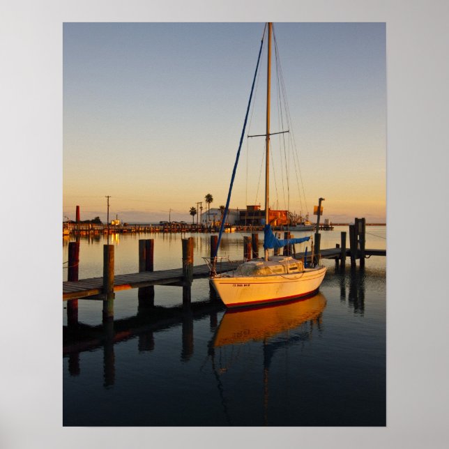 Rockport, Texas hamn vid solnedgång Poster (Framsidan)