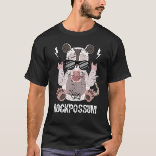Rockpossum Opossum Med Solglasögon Visar Rock Hand T Shirt