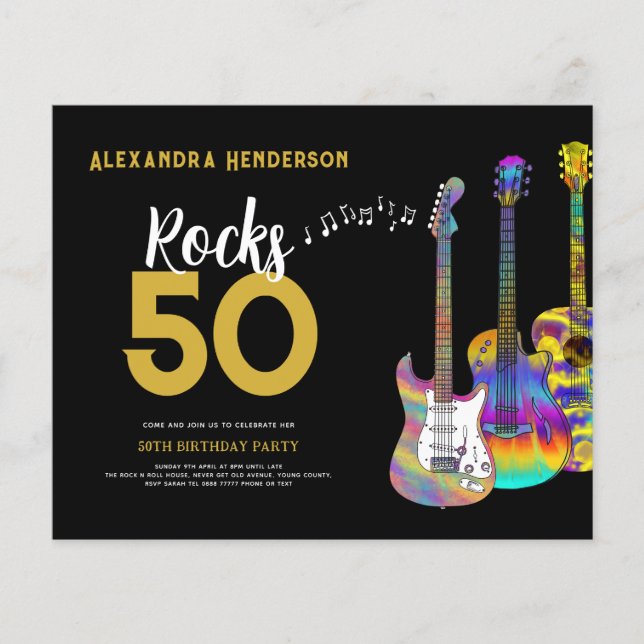 Rocks 50 Gitarr 50-årsfest Budget Flygblad (Framsidan)