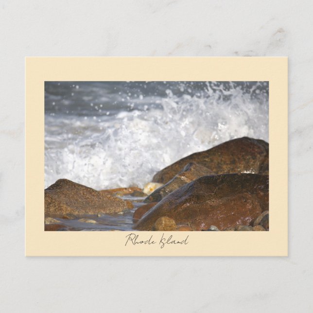 Rocks Waves Rhode Island Postcard Vykort (Framsida)