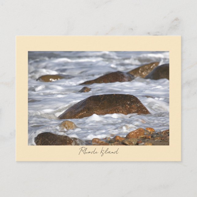 Rocks Waves Rhode Island Postcard Vykort (Framsida)