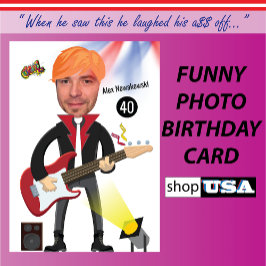 Rockstar 40th Manar Birthday Guitar Funk Funny Jok Hälsningskort