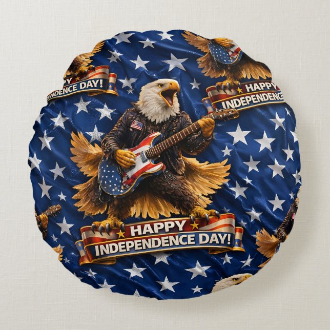 Rockstar American Eagle, glad självständighetsdag  Rund Kudde (Framsidan)