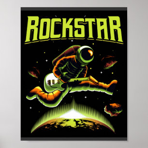 Rockstar astronaut spelar gitarr i rymden poster
