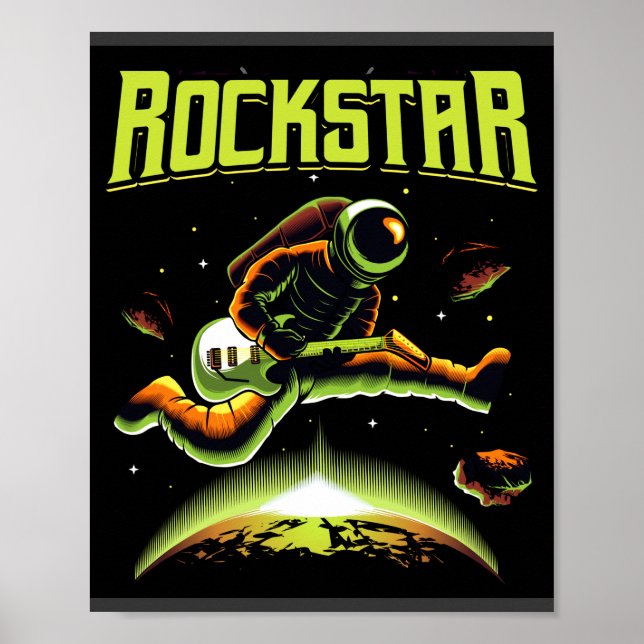 Rockstar astronaut spelar gitarr i rymden poster (Framsidan)