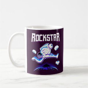 Rockstar astronaut spelar gitarr i rymdkaffe kaffemugg