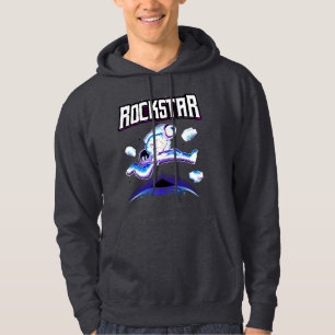 Rockstar astronaut spelar gitarr på rymdshoodie hoodie