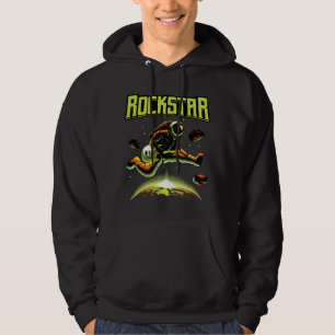 Rockstar astronaut spelar gitarr på rymdshoodie hoodie