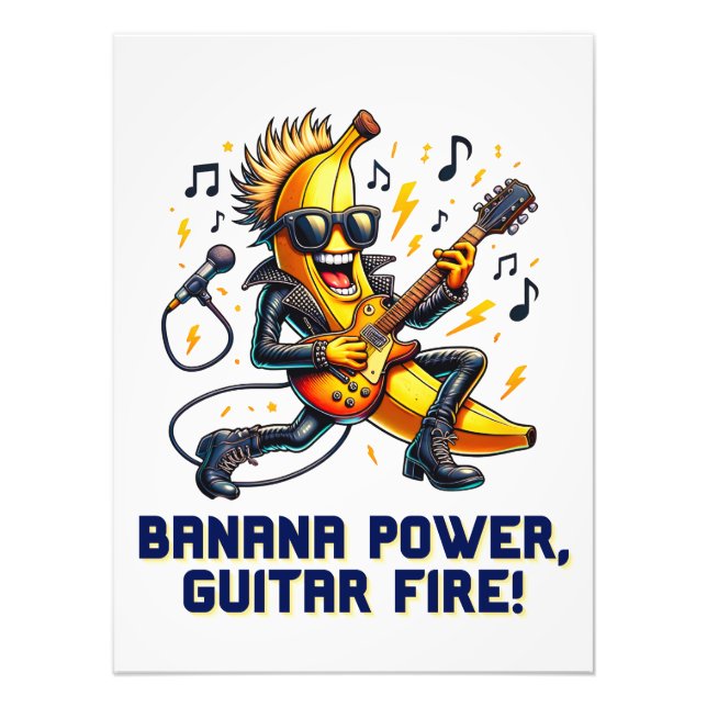 Rockstar Banana med Guitar Jamming Fototryck (Framsidan)