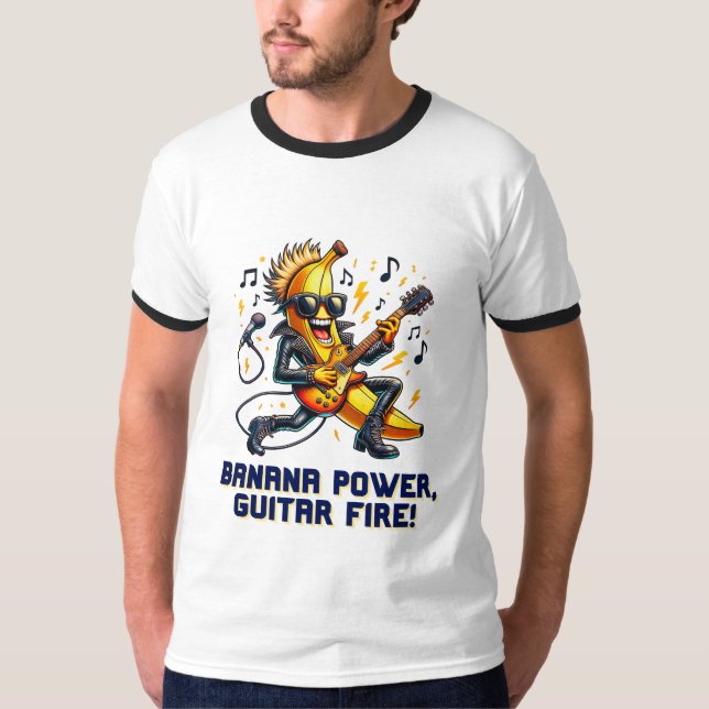 Rockstar Banana med Guitar Jamming T Shirt (Framsida)