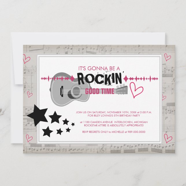 Rockstar Barns födelsedag-inbjudningar Inbjudningar (Framsida)