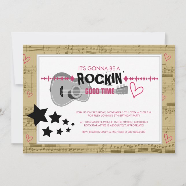 Rockstar Barns födelsedag-inbjudningar Inbjudningar (Framsida)