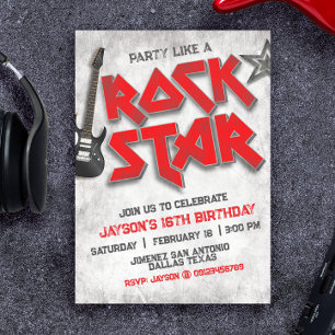 Rockstar Birthday Inbjudningar
