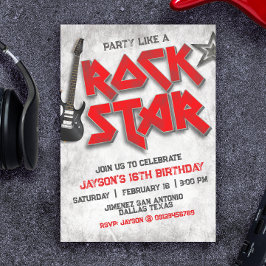 Rockstar Birthday Inbjudningar