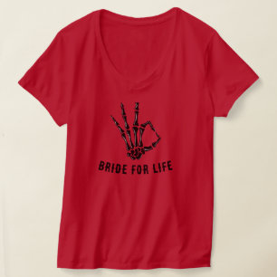 Rockstar Brud Skelett Fest röd färg Crop top T Shirt