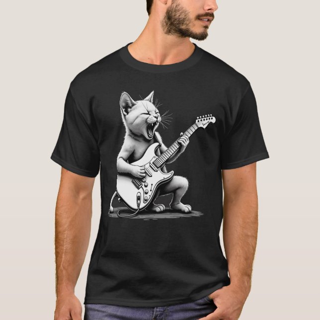 Rockstar Cat Guitar Shredder Tee (Framsida)