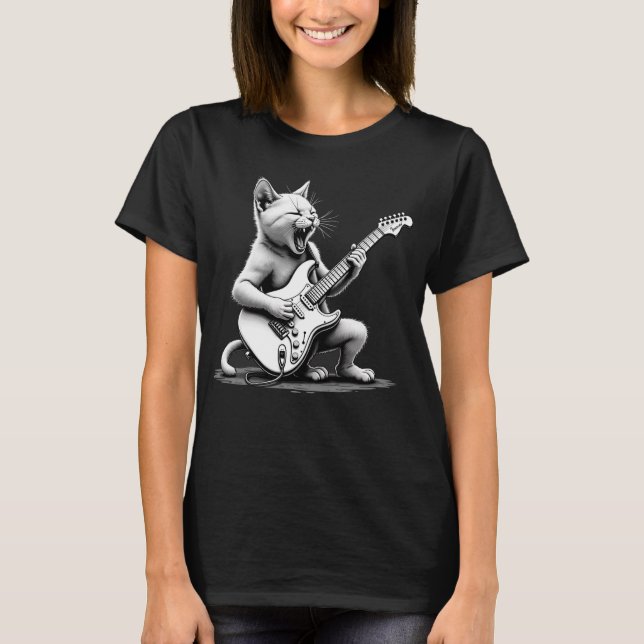 Rockstar Cat Guitar Shredder Tee (Framsida)