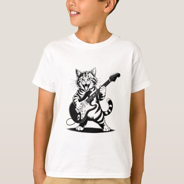 Rockstar Cat Guitar Solo – Funny Music Lover Gift T Shirt (Framsida)