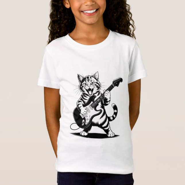 Rockstar Cat Guitar Solo – Funny Music Lover Gift T Shirt (Framsida)