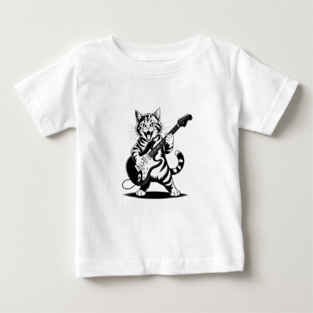 Rockstar Cat Guitar Solo – Funny Music Lover Gift T Shirt (Framsida)