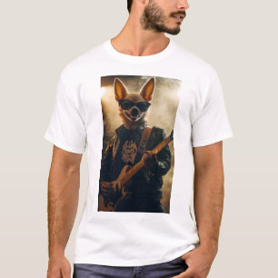 Rockstar Chihuahua som spelar gitarr Vit T-Shirt