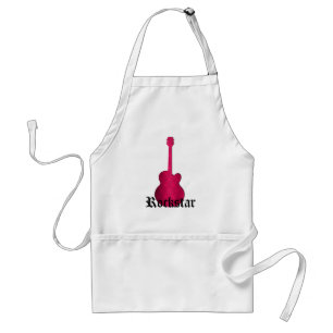 Rockstar Damask Guitar Apron, Magenta Förkläde