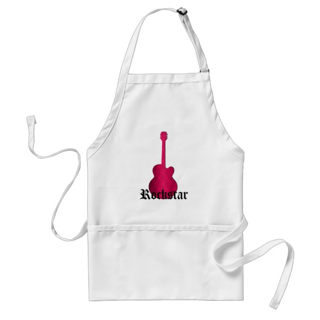 Rockstar Damask Guitar Apron, Magenta Förkläde (Framsidan)