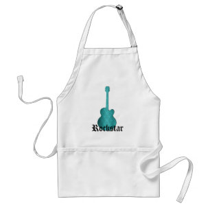 Rockstar Damask Guitar Apron, turkos Förkläde