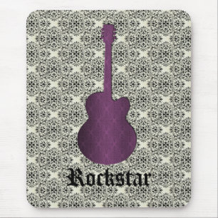 Rockstar Damask Guitar Mousepad, Violet Musmatta