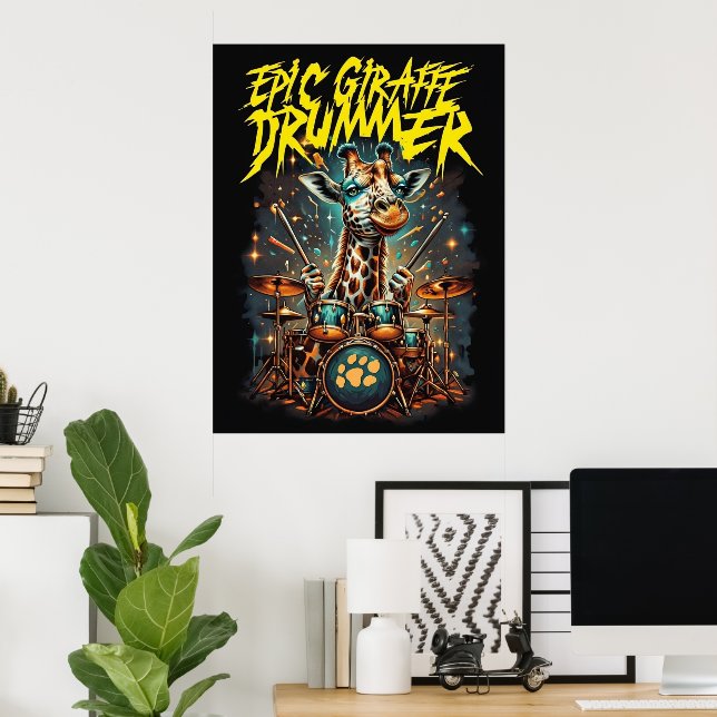 Rockstar-Giraffaffisch - Musikrumsdekorpresent Poster (Hemmakontoret)