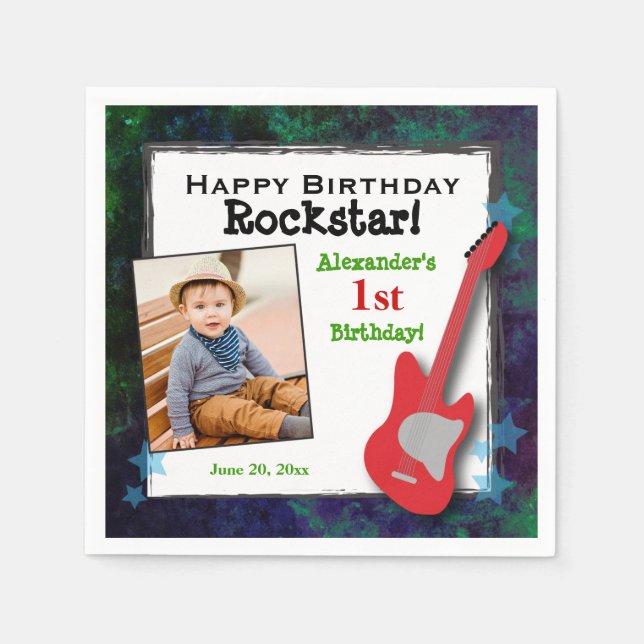 Rockstar Gitarr Pojkar Födelsedag Pappersservett (Framsidan)
