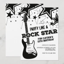 Rockstar-gitarr svart och vit födelsedag