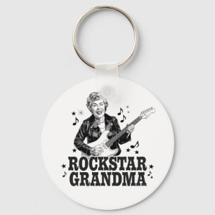Rockstar Grandma - Roligt och Retro Music Design Nyckelring